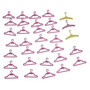Barbie Miniature Pink & Yellow Plastic Doll Clothes Hangers Set Of 30